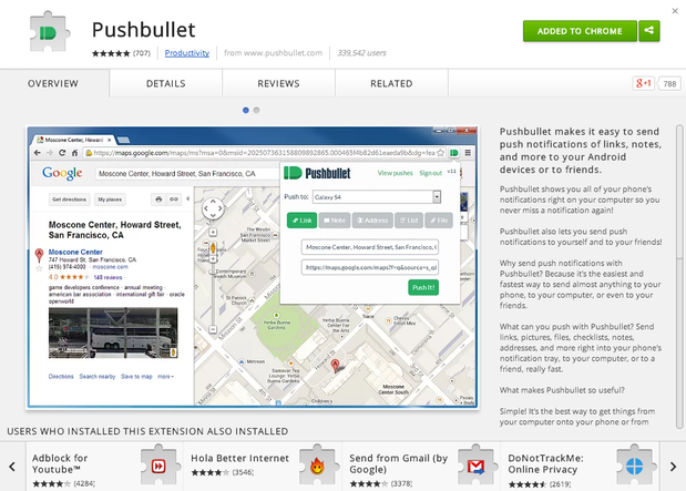 pushbullet extension chrome