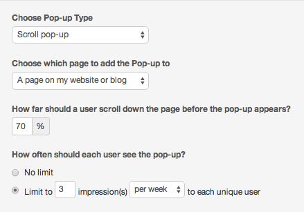 How to set up a scroll website popup