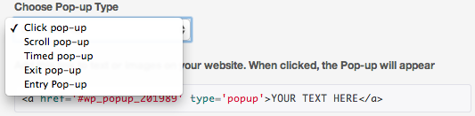 Types of website popups